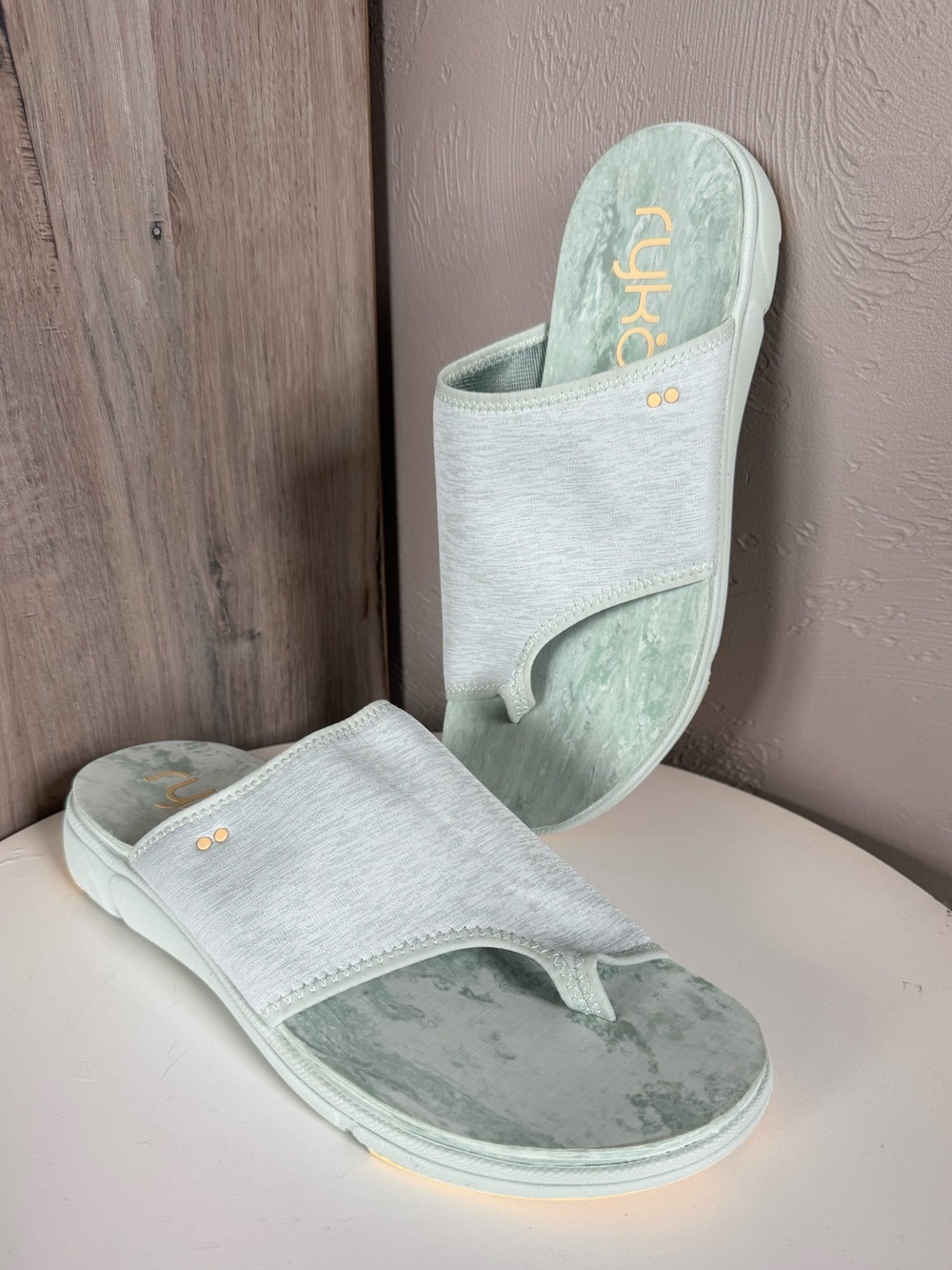 Ryka Margo Icicle Green Slide Sandals